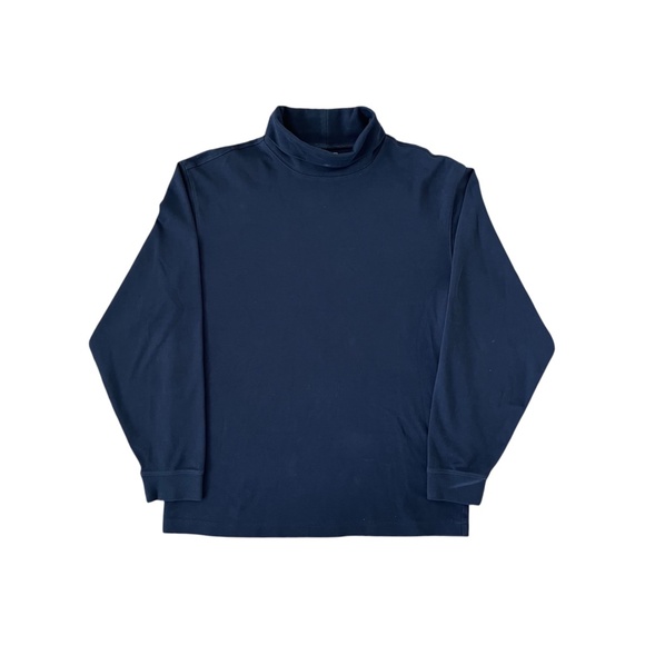 LL Bean Men's Long Sleeve Turtleneck Shirt Size M Blue Traditional Fit Cotton - Picture 1 of 6